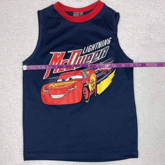 Disney Pixar lightning McQueen navy red race car tank top size 7 - Picture 3 of 6